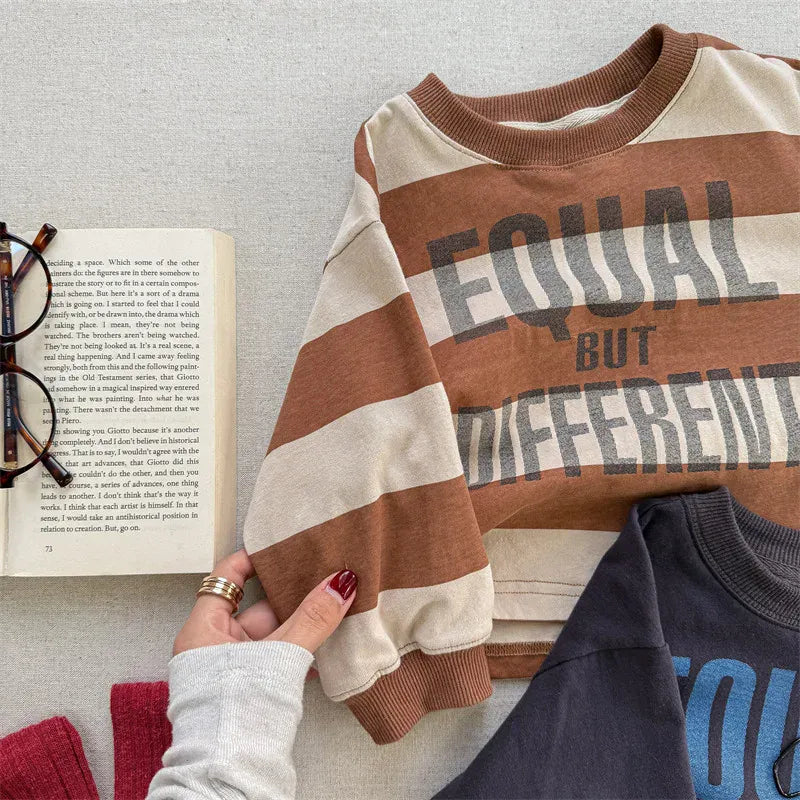 長袖Tシャツ キッズトップス ボーダー/無地ロゴプリント長袖Tシャツ【mh0008965】