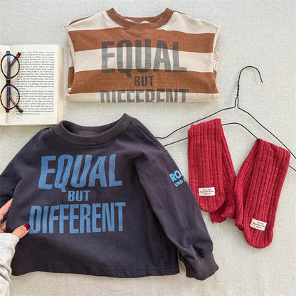 長袖Tシャツ キッズトップス ボーダー/無地ロゴプリント長袖Tシャツ【mh0008965】