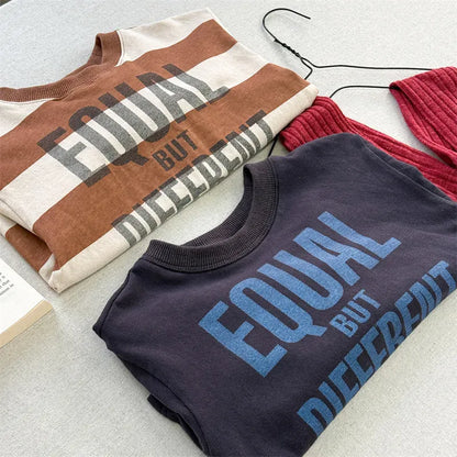 長袖Tシャツ キッズトップス ボーダー/無地ロゴプリント長袖Tシャツ【mh0008965】