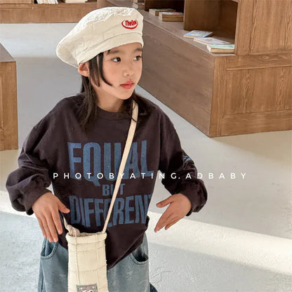 長袖Tシャツ キッズトップス ボーダー/無地ロゴプリント長袖Tシャツ【mh0008965】