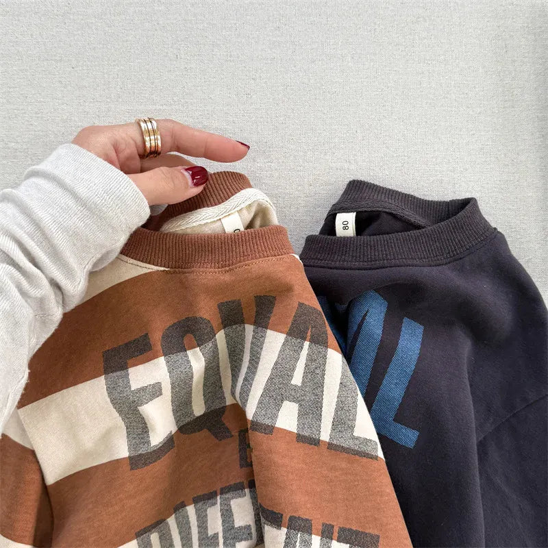 長袖Tシャツ キッズトップス ボーダー/無地ロゴプリント長袖Tシャツ【mh0008965】