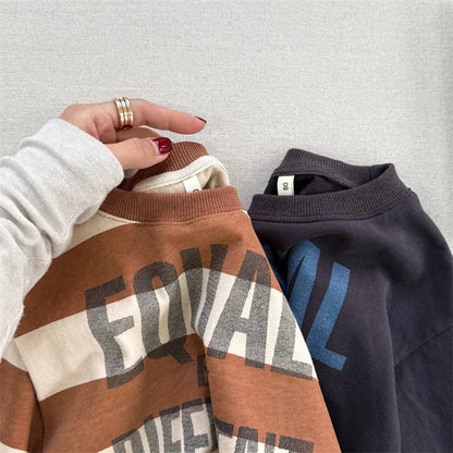 長袖Tシャツ キッズトップス ボーダー/無地ロゴプリント長袖Tシャツ【mh0008965】