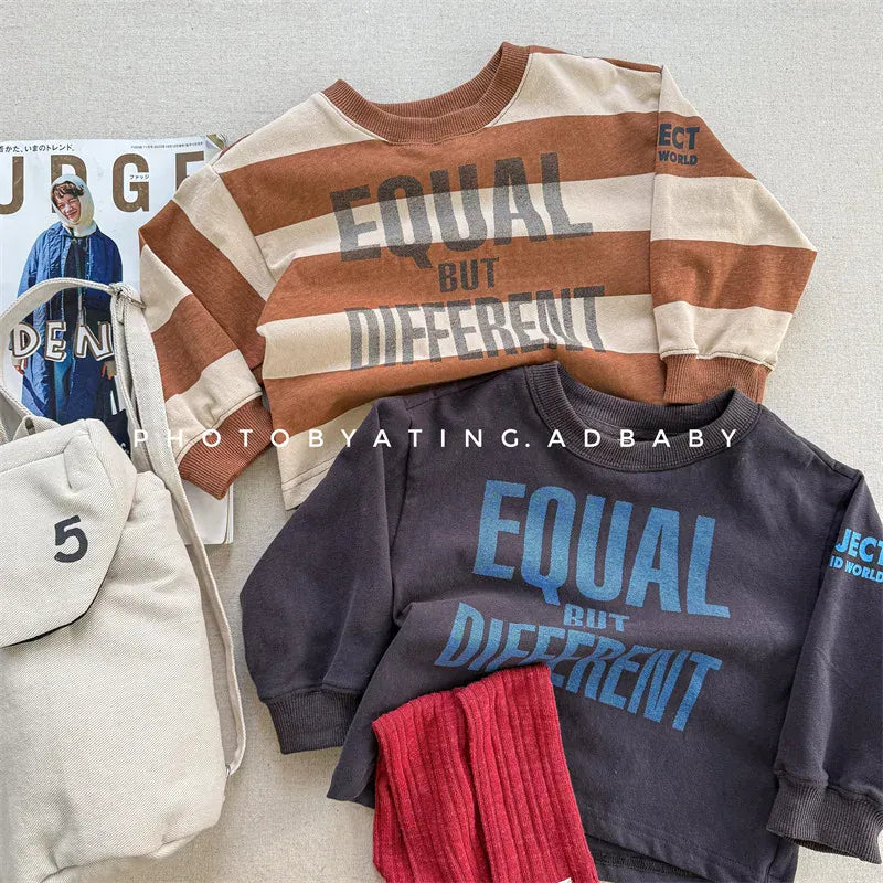 長袖Tシャツ キッズトップス ボーダー/無地ロゴプリント長袖Tシャツ【mh0008965】