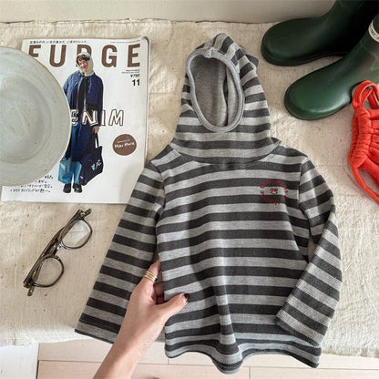 長袖Tシャツ キッズトップス ボーダーフーディ長袖Tシャツ【mh0008993】