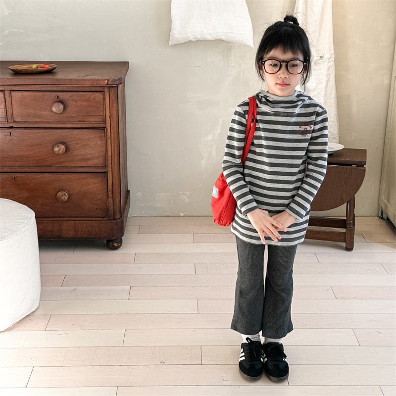 長袖Tシャツ キッズトップス ボーダーフーディ長袖Tシャツ【mh0008993】