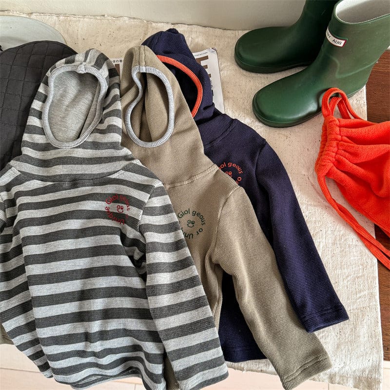 長袖Tシャツ キッズトップス ボーダーフーディ長袖Tシャツ【mh0008993】