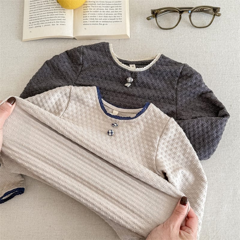 長袖Tシャツ キッズトップス エンボスフラワー長袖Tシャツ【mh0009005】