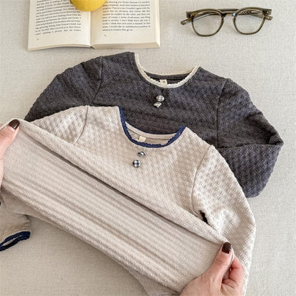 長袖Tシャツ キッズトップス エンボスフラワー長袖Tシャツ【mh0009005】