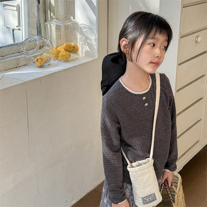 長袖Tシャツ キッズトップス エンボスフラワー長袖Tシャツ【mh0009005】