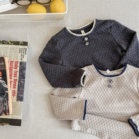 長袖Tシャツ キッズトップス エンボスフラワー長袖Tシャツ【mh0009005】