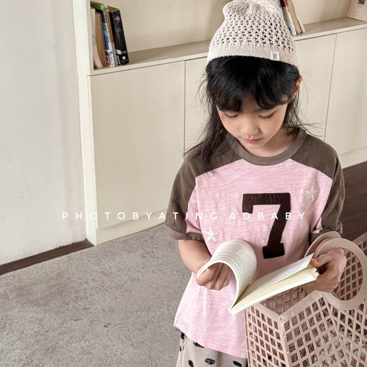 半袖Tシャツ ナンバースターロゴプリントパッチワークラグラン半袖Tシャツ【mh0009382】