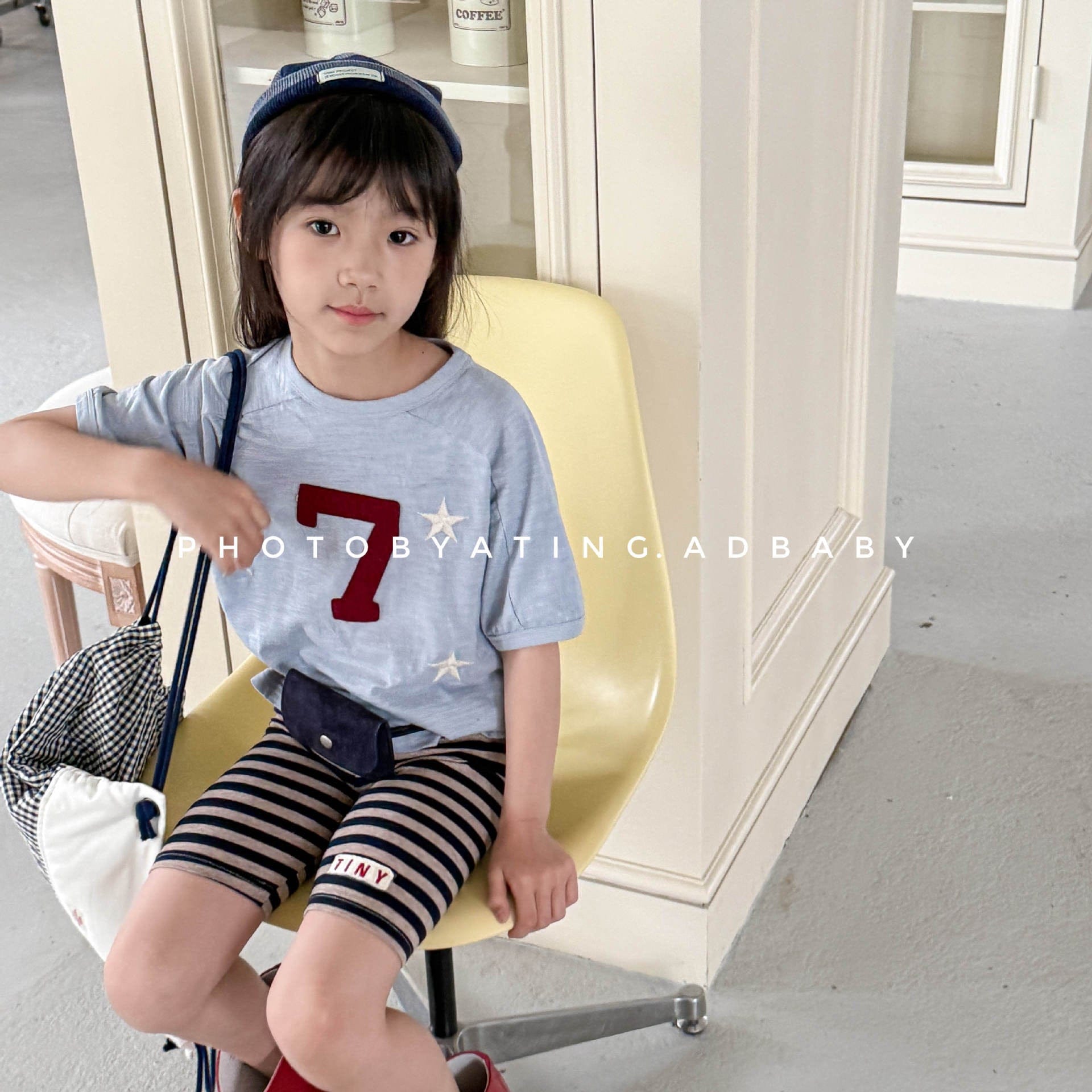 半袖Tシャツ ナンバースターロゴプリントパッチワークラグラン半袖Tシャツ【mh0009382】