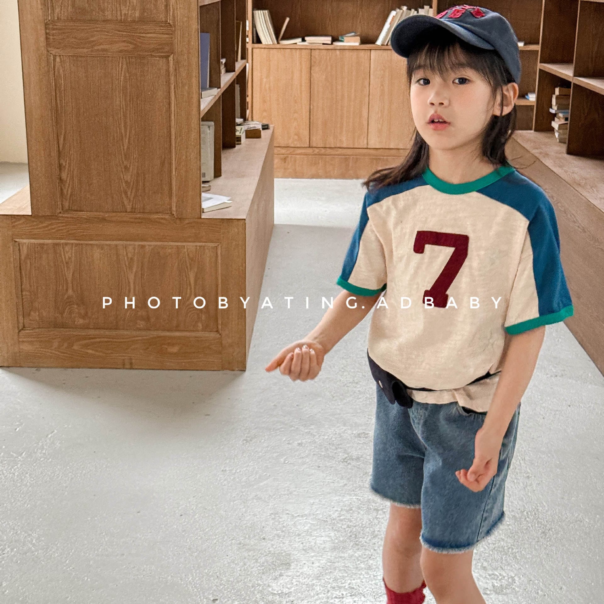 半袖Tシャツ ナンバースターロゴプリントパッチワークラグラン半袖Tシャツ【mh0009382】