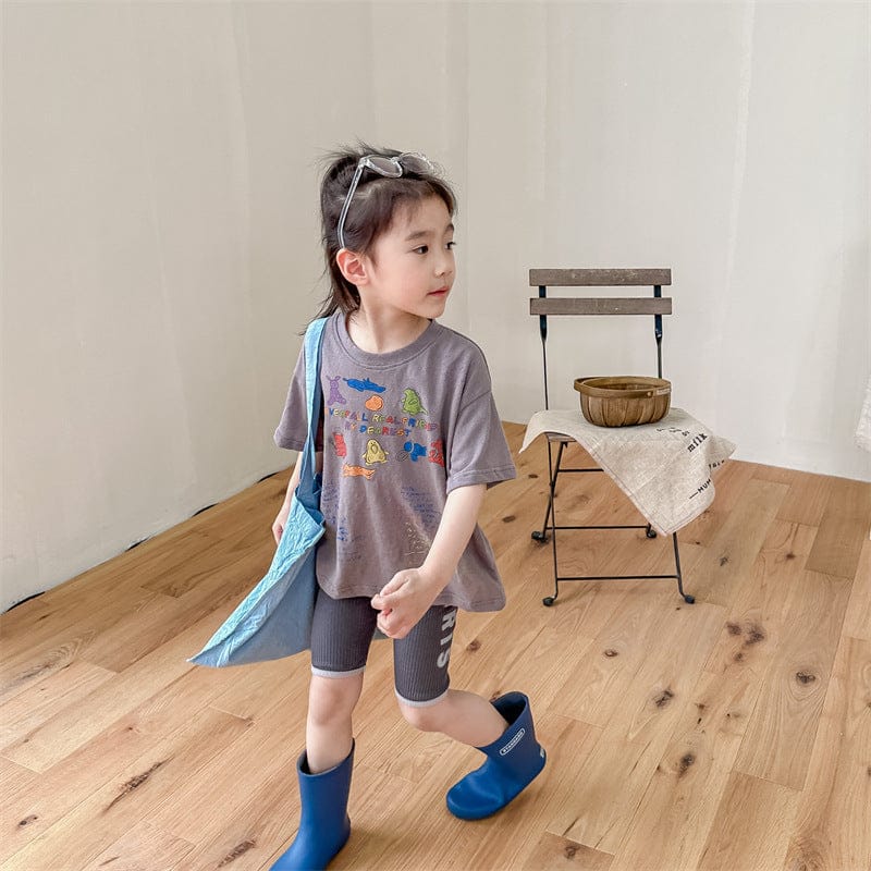 半袖Tシャツ カラフルお絵描きプリント半袖Tシャツ【mh0009388】