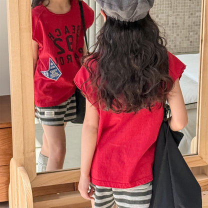 半袖Tシャツ ロゴプリントノースリーブTシャツ【mh0010127】