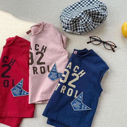 半袖Tシャツ ロゴプリントノースリーブTシャツ【mh0010127】