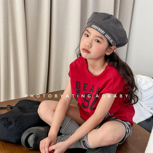 半袖Tシャツ ロゴプリントノースリーブTシャツ【mh0010127】