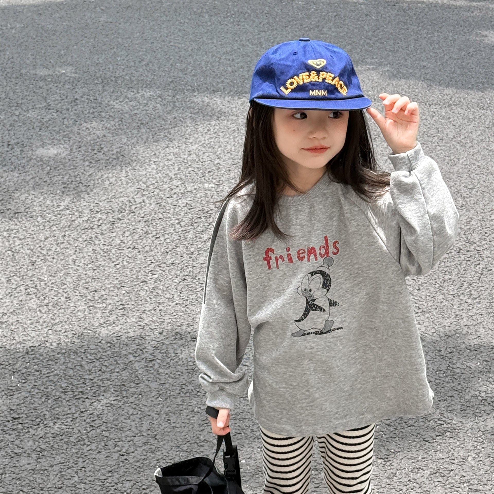 長袖Tシャツ プリント柄サイドライン長袖Tシャツ【mh0010619】