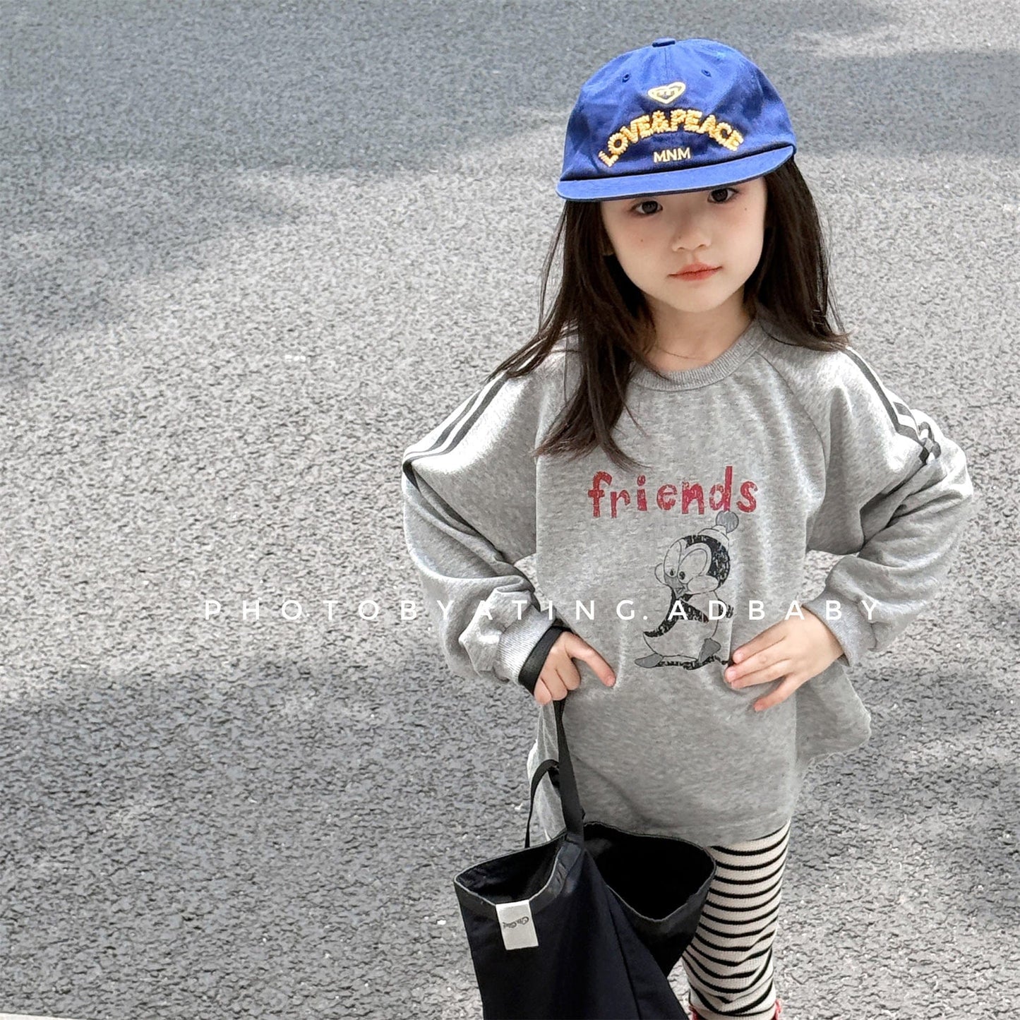 長袖Tシャツ プリント柄サイドライン長袖Tシャツ【mh0010619】