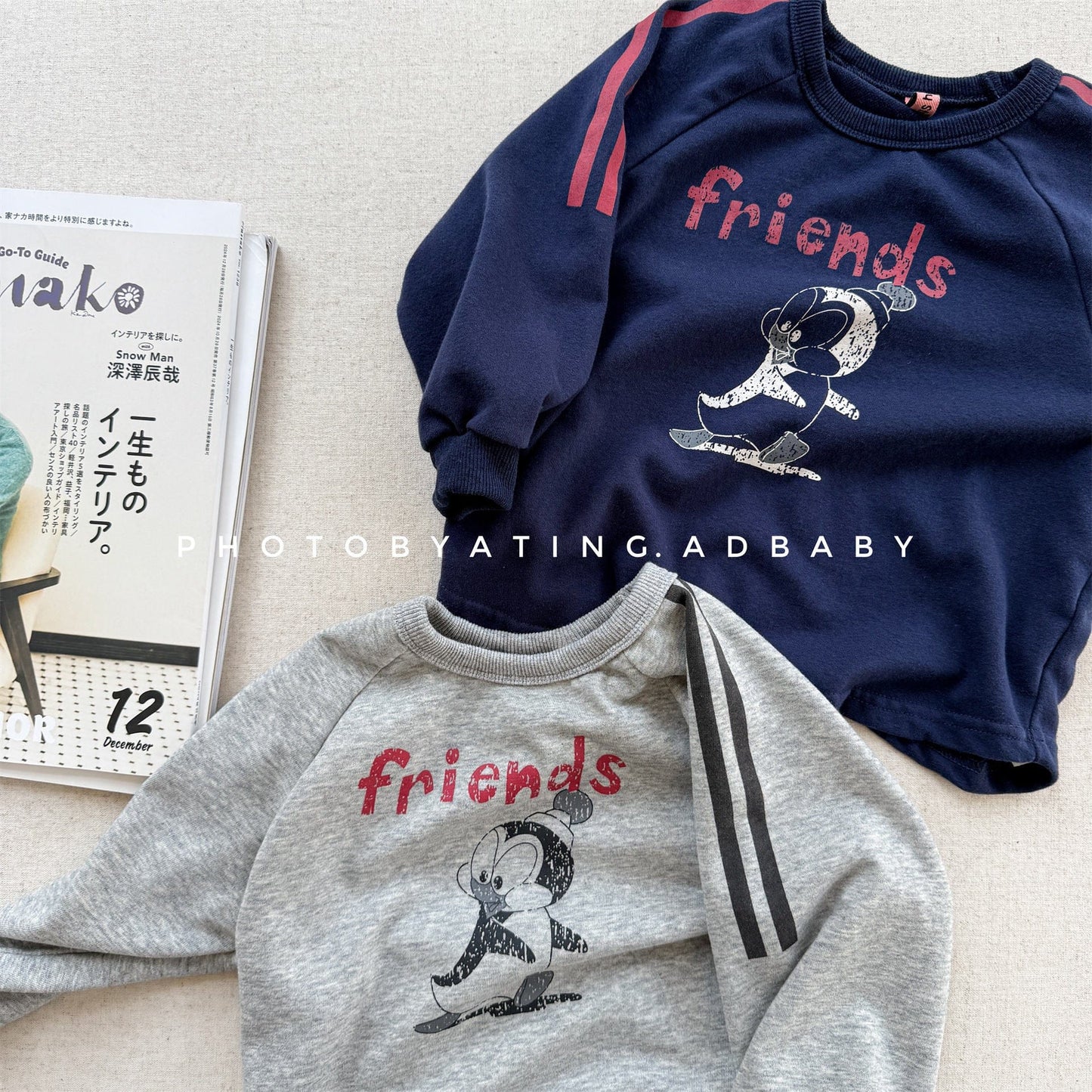 長袖Tシャツ プリント柄サイドライン長袖Tシャツ【mh0010619】