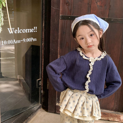 長袖Tシャツ フロントフリルボーダー長袖Tシャツ【mh0010622】