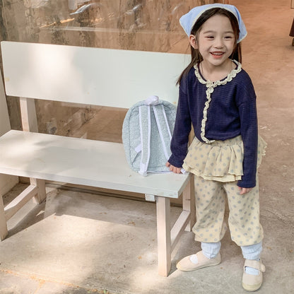 長袖Tシャツ フロントフリルボーダー長袖Tシャツ【mh0010622】