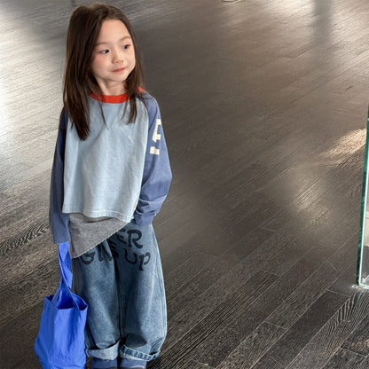 長袖Tシャツ カラフルパッチワーク長袖Tシャツ【mh0010624】