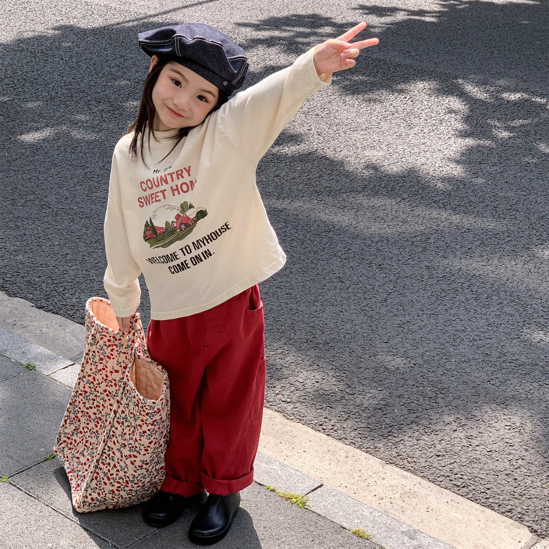 長袖Tシャツ カントリープリント長袖Tシャツ【mh0010628】