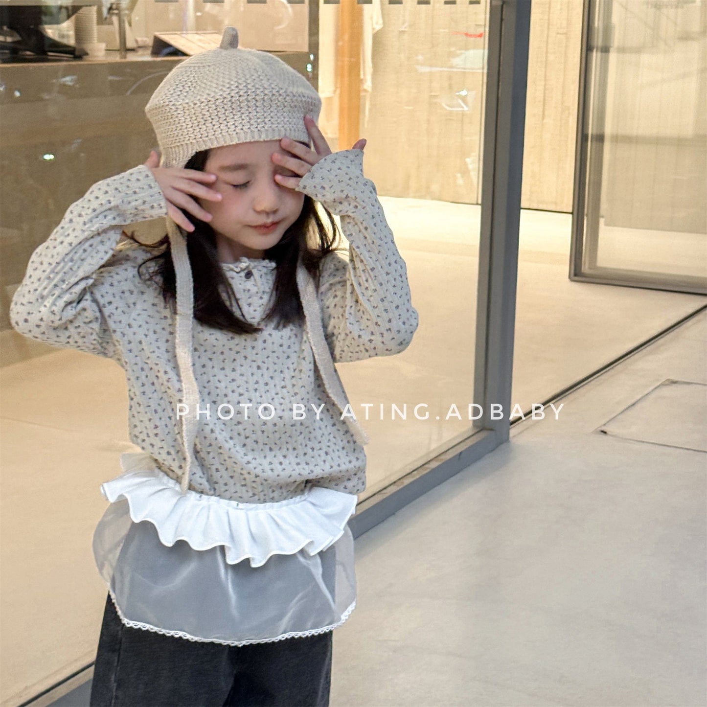 長袖Tシャツ フラワー小花柄プリント長袖Tシャツカットソー【mh0010631】