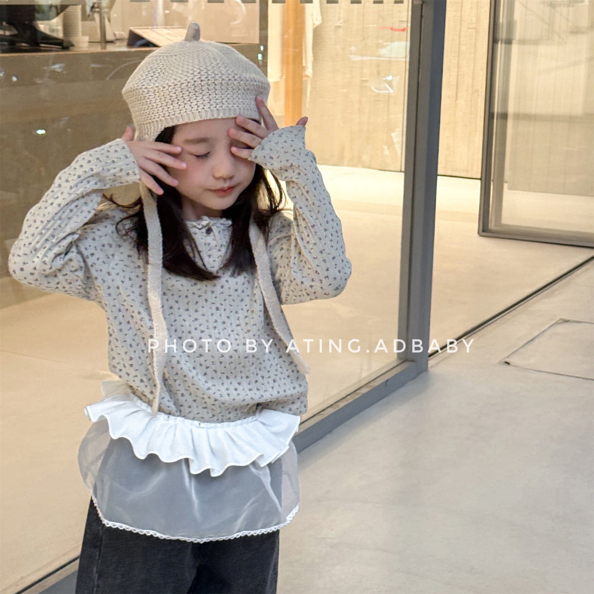 長袖Tシャツ フラワー小花柄プリント長袖Tシャツカットソー【mh0010631】