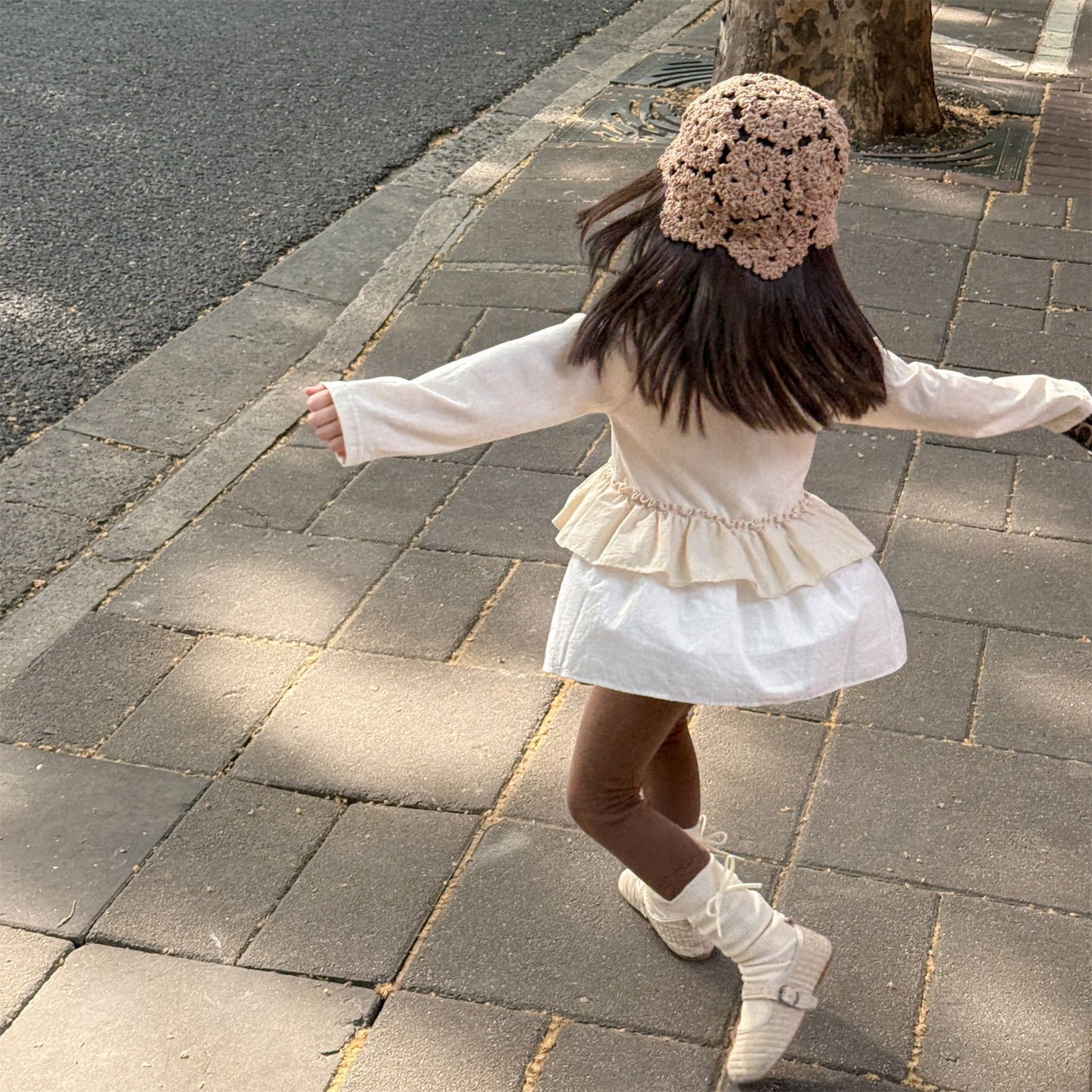 長袖Tシャツ フリル裾リブ長袖Tシャツチュニックカットソー【mh0010803】