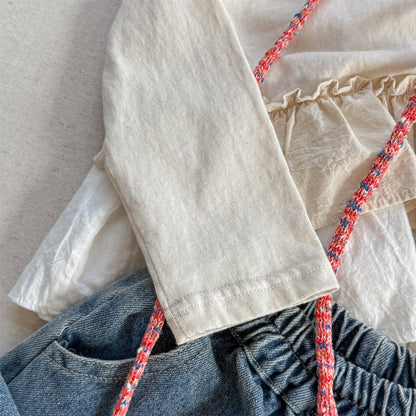 長袖Tシャツ フリル裾リブ長袖Tシャツチュニックカットソー【mh0010803】