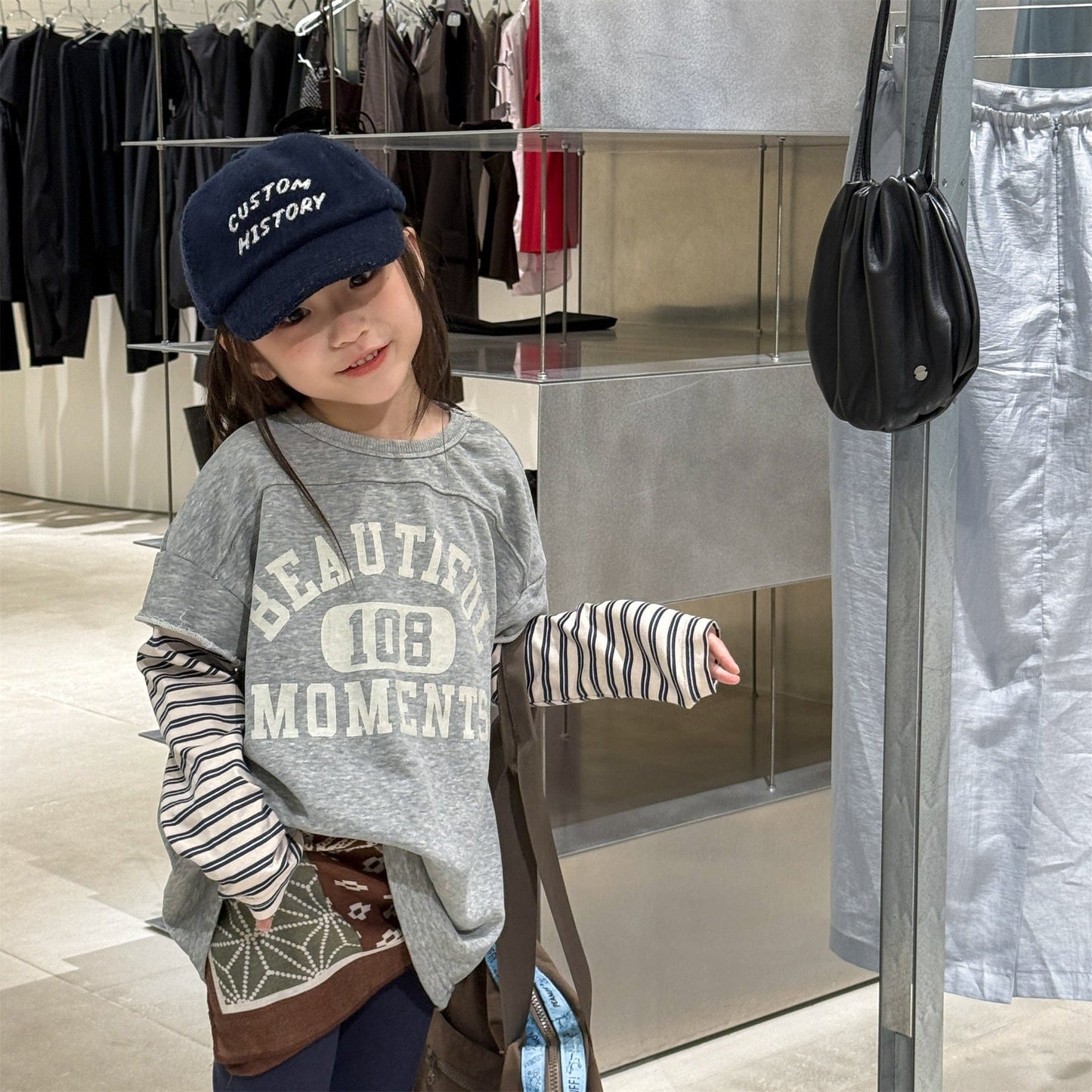 長袖Tシャツ ロゴプリントベストドッキング長袖Tシャツ スウェット【mh0010806】