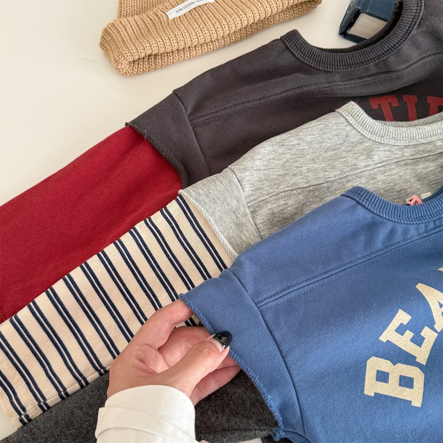 長袖Tシャツ ロゴプリントベストドッキング長袖Tシャツ スウェット【mh0010806】