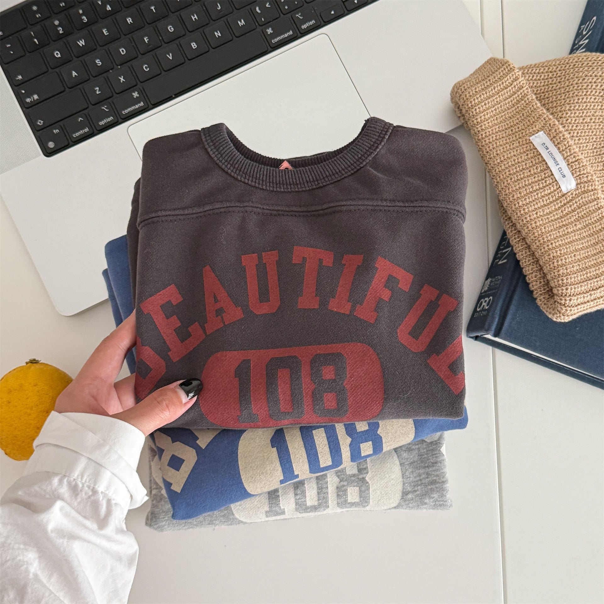 長袖Tシャツ ロゴプリントベストドッキング長袖Tシャツ スウェット【mh0010806】