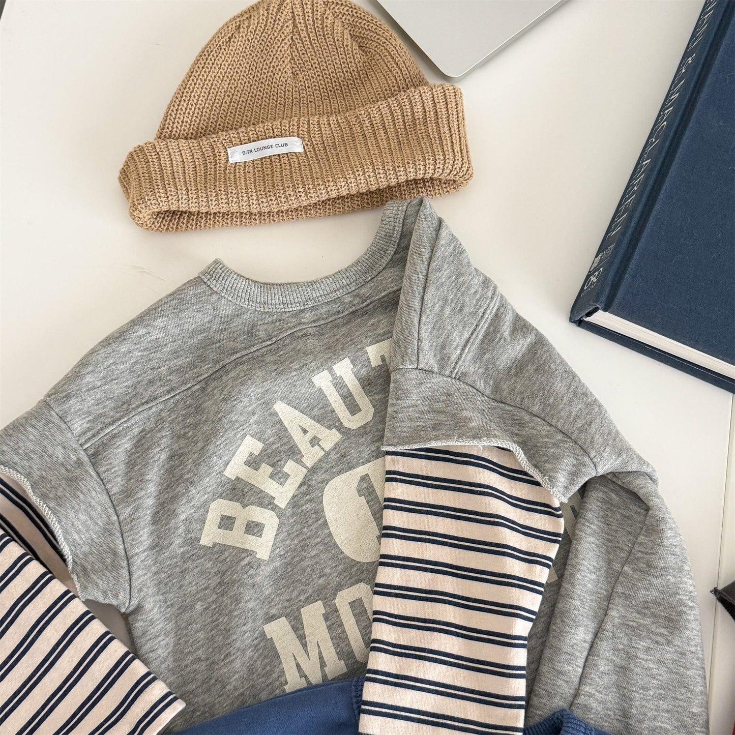 長袖Tシャツ ロゴプリントベストドッキング長袖Tシャツ スウェット【mh0010806】