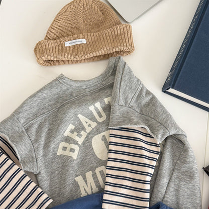 長袖Tシャツ ロゴプリントベストドッキング長袖Tシャツ スウェット【mh0010806】