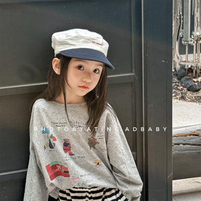 長袖Tシャツ イラストプリント長袖Tシャツ スウェット【mh0010807】