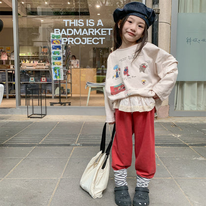 長袖Tシャツ イラストプリント長袖Tシャツ スウェット【mh0010807】