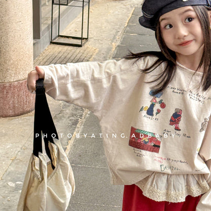 長袖Tシャツ イラストプリント長袖Tシャツ スウェット【mh0010807】