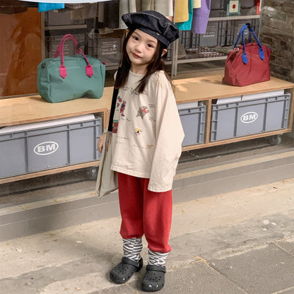 長袖Tシャツ イラストプリント長袖Tシャツ スウェット【mh0010807】