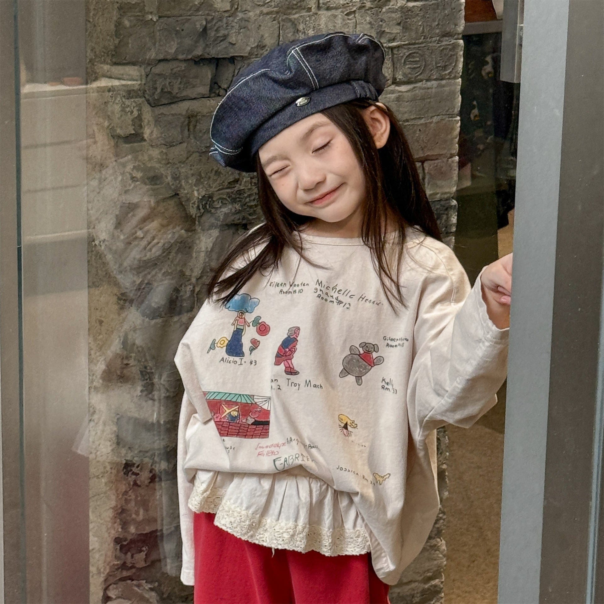 長袖Tシャツ イラストプリント長袖Tシャツ スウェット【mh0010807】