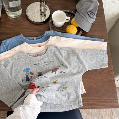 長袖Tシャツ イラストプリント長袖Tシャツ スウェット【mh0010807】