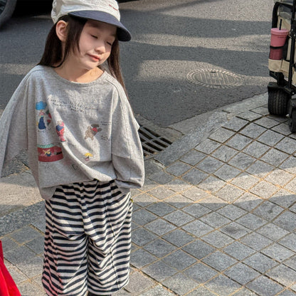 長袖Tシャツ イラストプリント長袖Tシャツ スウェット【mh0010807】