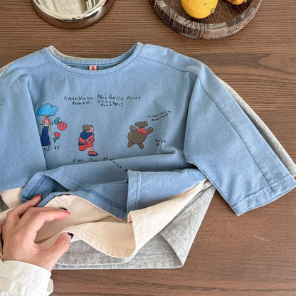 長袖Tシャツ イラストプリント長袖Tシャツ スウェット【mh0010807】