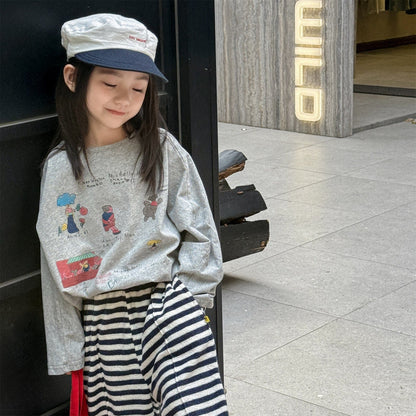 長袖Tシャツ イラストプリント長袖Tシャツ スウェット【mh0010807】