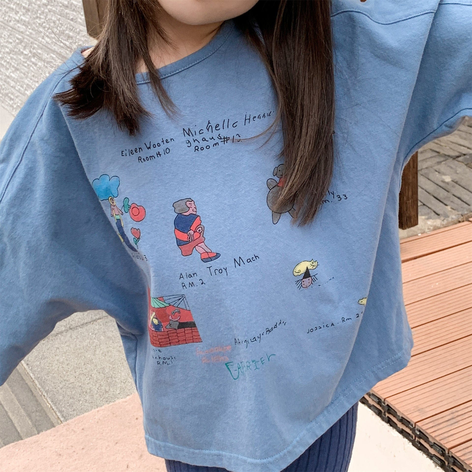 長袖Tシャツ イラストプリント長袖Tシャツ スウェット【mh0010807】