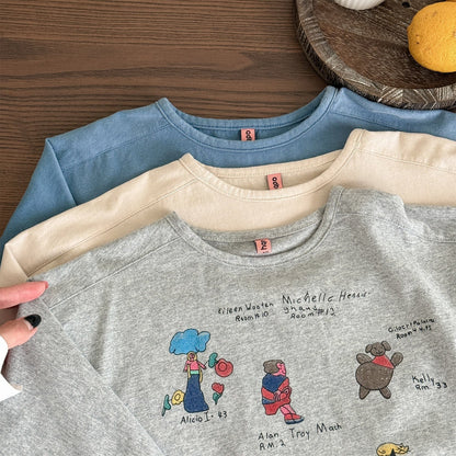 長袖Tシャツ イラストプリント長袖Tシャツ スウェット【mh0010807】