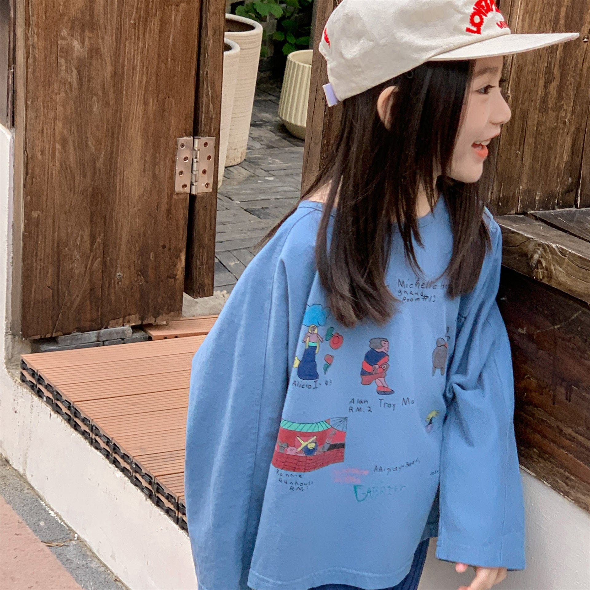 長袖Tシャツ イラストプリント長袖Tシャツ スウェット【mh0010807】