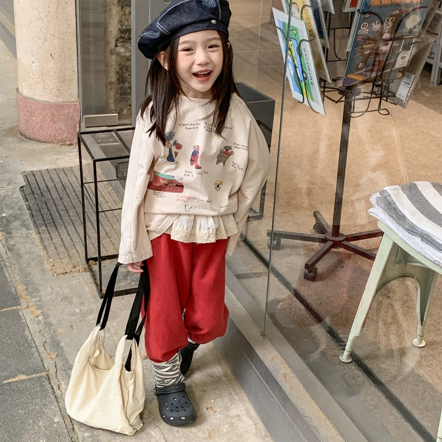 長袖Tシャツ イラストプリント長袖Tシャツ スウェット【mh0010807】